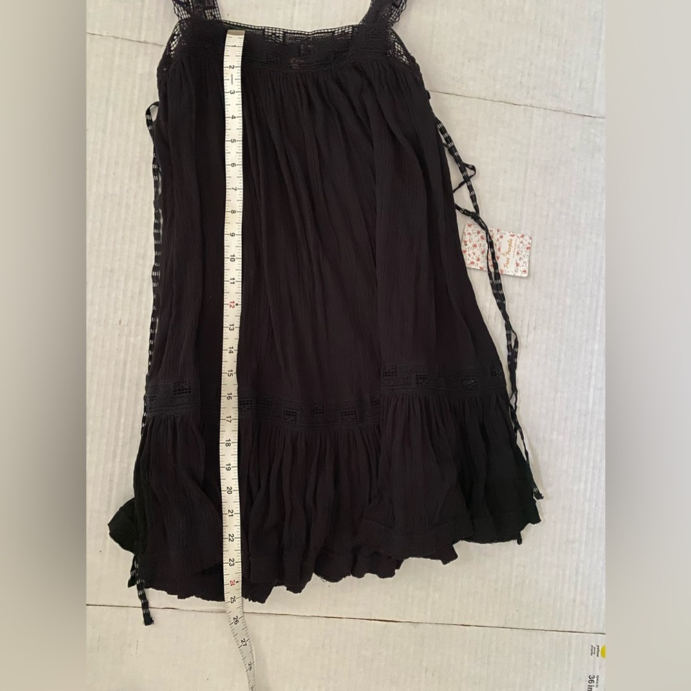 NWT Free People Crochet Ruffled Trapeze Mini Dress Black Size XS - Picture 7 of 15